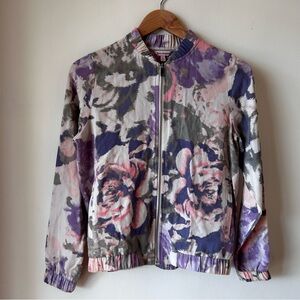 Juicy Couture Floral Zip Up Bomber Jacket XS